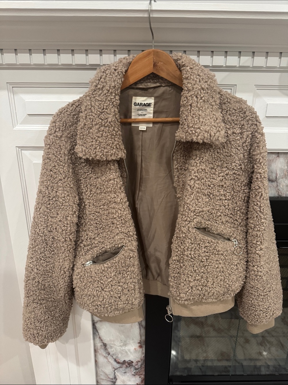 Garage Taupe Sherpa Zip Jacket